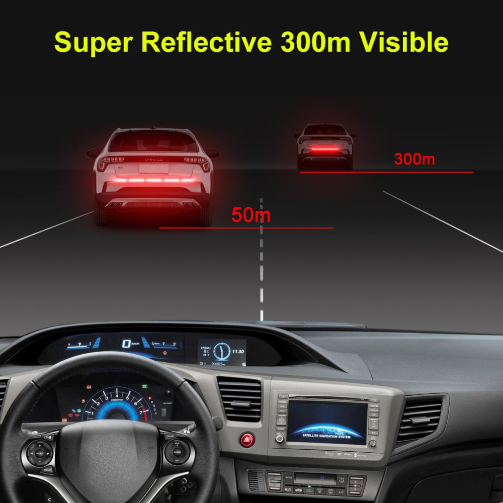 5 pièces voiture réflecteur réfléchissant autocollant 91*4cm voiture carrosserie coffre extérieur Auto accessoires bande réfléchissante réflexe extérieur avertissement – Image 5