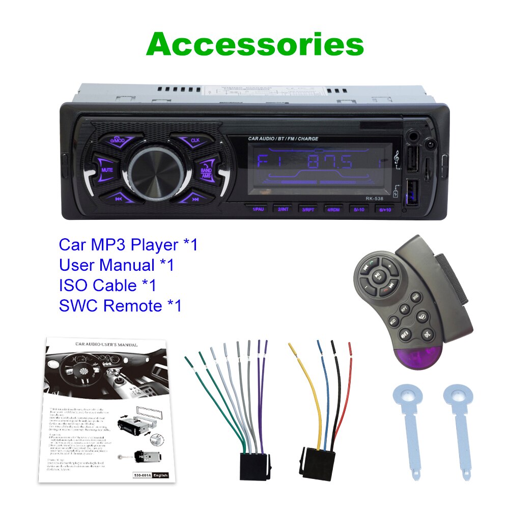 Bouton Radio et lecteur stéréo 12V | Autoradio, Bluetooth, téléphone MP3 FM/USB/1 Din/SWC, télécommande/télécommande Auto 12V, vente en gros 2019, nouveau – Image 6