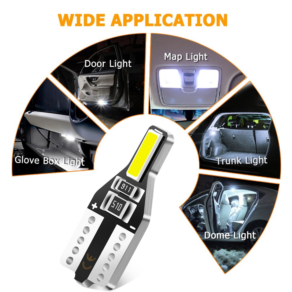 Ampoules Led T10 W5W, 10 pièces, pour Renault mégane 2/3 Duster, Logan, Clio 4, Laguna 2, Sandero, Scenic 2, Captur, 10 pièces – Image 6