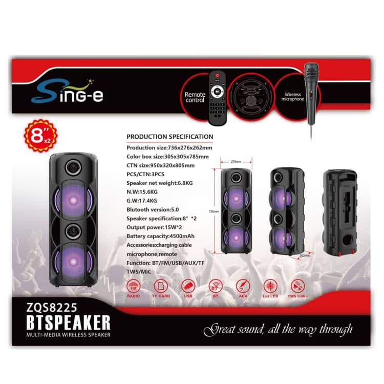 Haute Parleur Bluetooth Sing-E ZQS-8225 – Image 3